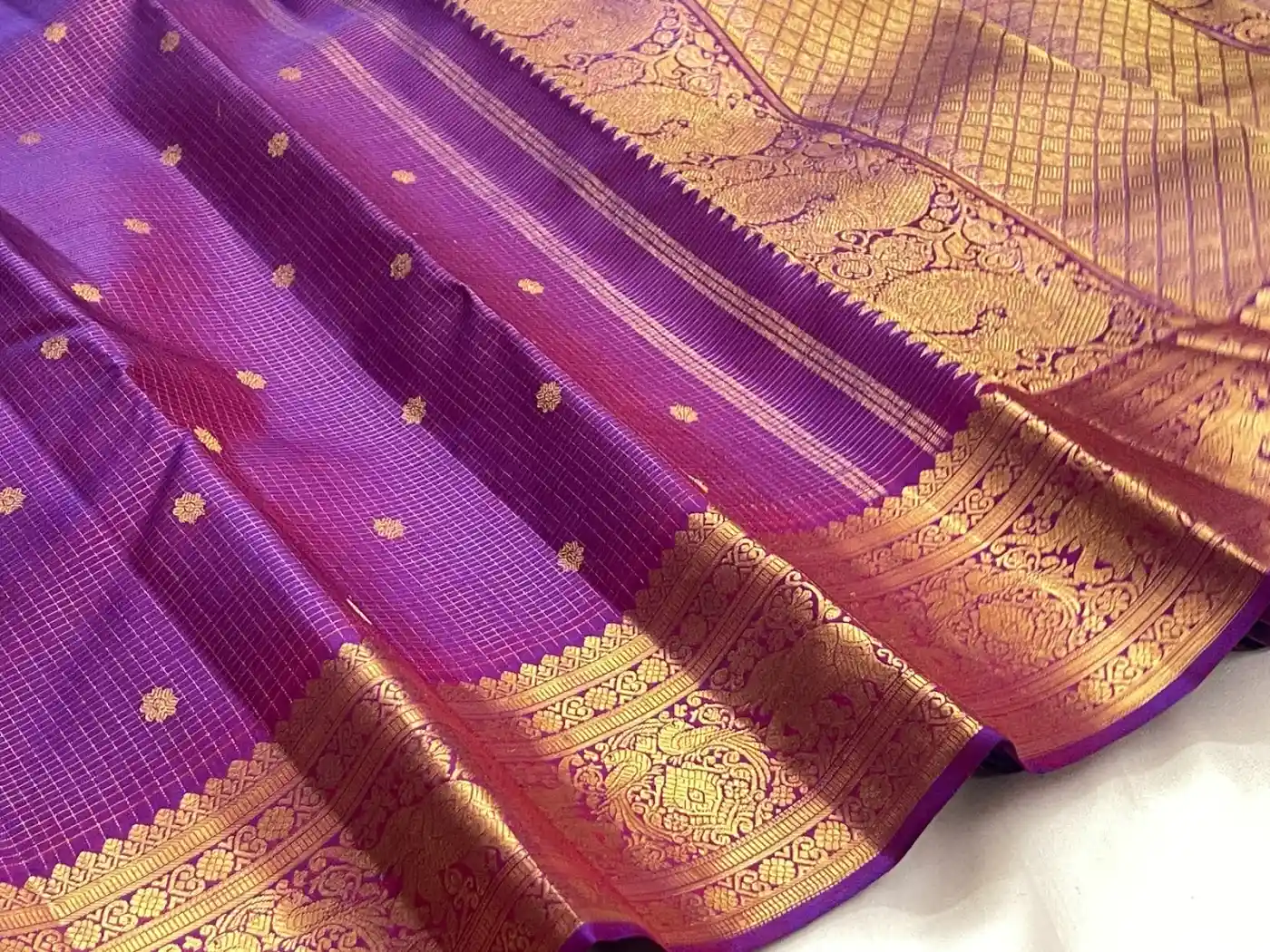 Rich Purple Kanchipuram Handloom Bridal Silk Saree